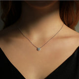 Geometric D-Color VVS1 Moissanite Pendant Necklace in Sterling Silver – Delicate Clavicle Chain for Everyday Elegance
