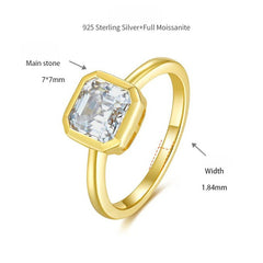 Modern Geometric Moissanite Ring – 2 Carat Square Cut in Ste - Side View - FITINY