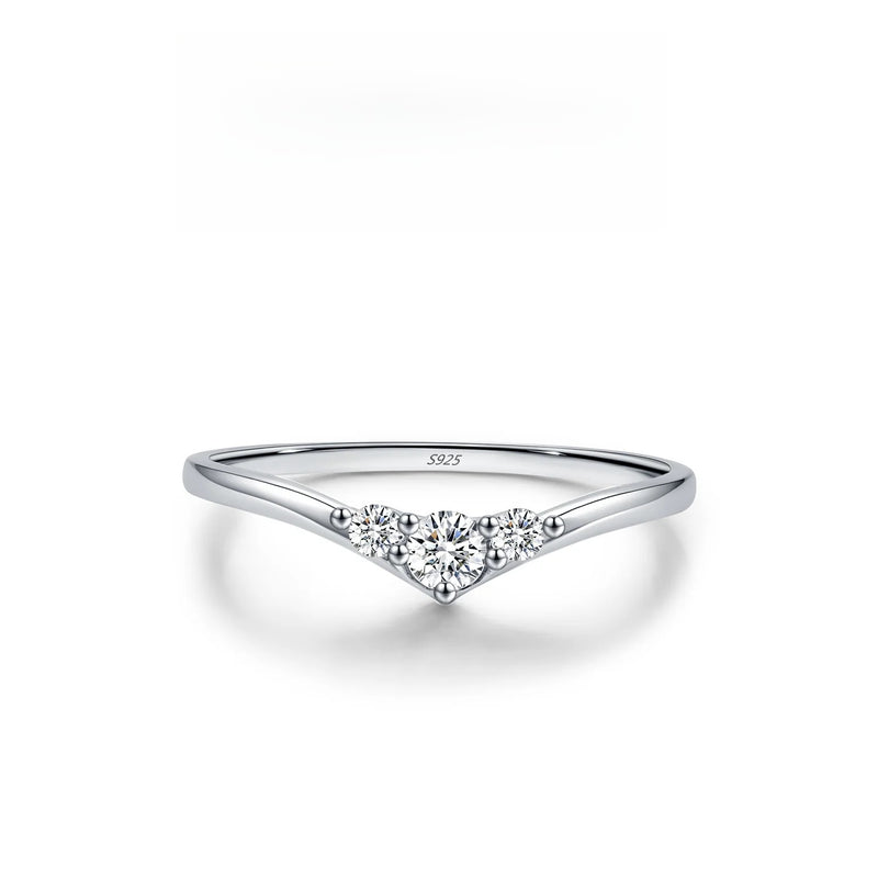 Geometric Arrow Stackable Ring in Sterling Silver with Moiss - Front View - FITINY Jewelry