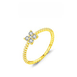 Four-Leaf Clover Moissanite Ring in Sterling Silver – Chic E - Front View - FITINY Jewelry