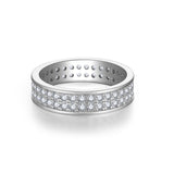 S925 Moissanite Matching Couple Eternity Bands Wedding Rings, Two-Row 1ct & Three-Row 1.8ct, D-Grade VVS, 18K White Gold Plated Unisex Rings