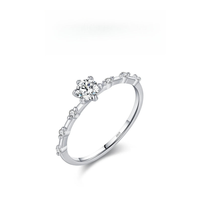 Geometric Moissanite Accent Ring in Sterling Silver – Stacka - Front View - FITINY Jewelry