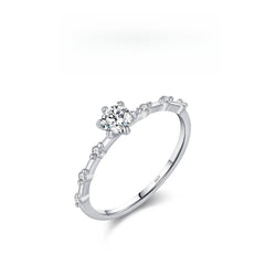 Geometric Moissanite Accent Ring in Sterling Silver – Stacka - Front View - FITINY Jewelry