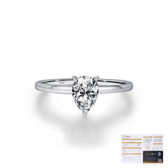 Waterdrop Moissanite Solitaire Ring in Sterling Silver - On Model View - FITINY
