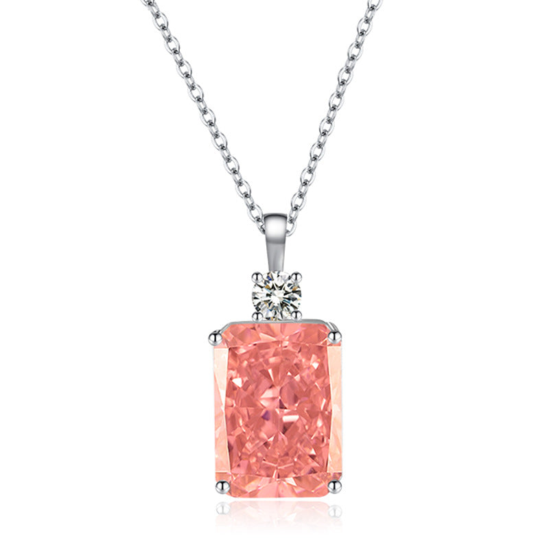 Multicolor Ice Flower Cut CZ Pendant Necklace, 10*14mm 5A Cubic Zirconia, 6 Color Options, Dainty Luxe Pendant