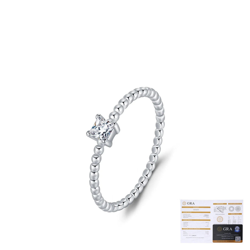 Geometric Moissanite Solitaire Ring in Sterling Silver - Detail View - FITINY Jewelry