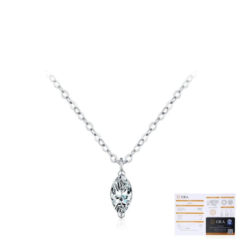 Geometric Oval Moissanite Pendant Necklace in Sterling Silve - Detail View - FITINY Jewelry