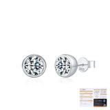 Round Moissanite Stud Earrings in Sterling Silver – Minimali - Front View - FITINY Jewelry