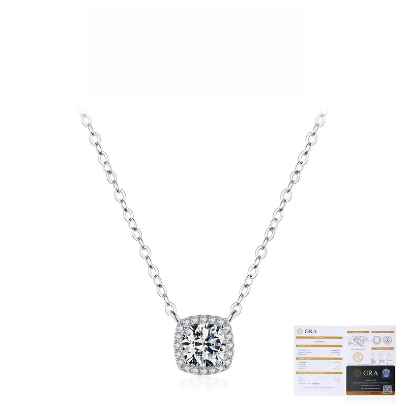 Geometrisk D-Color VVS1 Moissanite Vedhængshalskæde i 925 Sterlingsolv – Delikat Klavikelkæde til Daglig Elegance