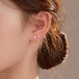 S999 Dazzling Minimalist CZ Stud Earrings, 2-8MM Cubic Zirconia Hypoallergenic Pure Sterling Silver Tiny Earrings for Sensitive Ears Daily - Fitiny