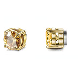 Stainless Steel Magnetic Stud Earrings for Men Women Unisex, 6/8mm 4-Prong Round CZ Inlaid Magnetic Earrings Non-Piercing Clip On Studs - Fitiny