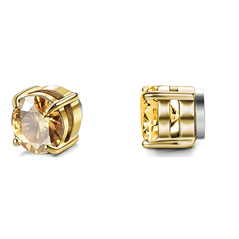 Stainless Steel Magnetic Stud Earrings for Men Women Unisex, 6/8mm 4-Prong Round CZ Inlaid Magnetic Earrings Non-Piercing Clip On Studs - Fitiny
