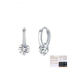 Round Moissanite Stud Earrings in Sterling Silver – Minimali - On Model View - FITINY