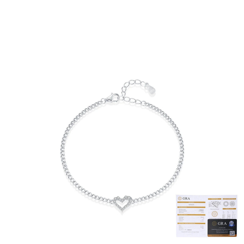 Irregular Heart Moissanite Bracelet in Sterling Silver – Mod - On Model View - FITINY