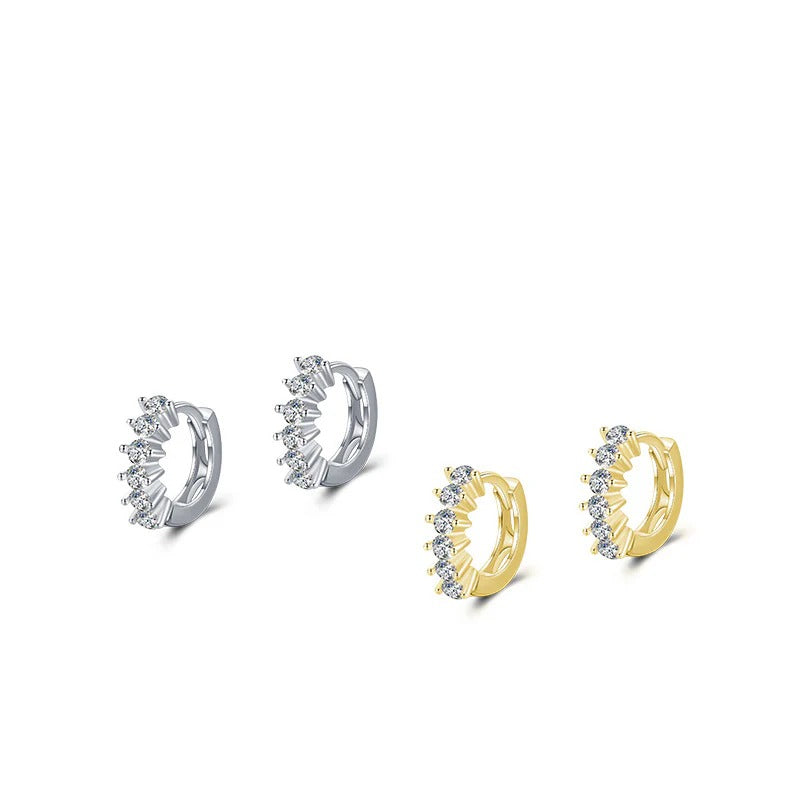Minimalist Crystal Hoop Earrings in Sterling Silver – Modern - Front View - FITINY Jewelry