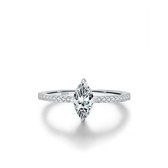 Marquise-Cut Moissanite Ring and Stud Earrings Set in Sterli - Front View - FITINY Jewelry