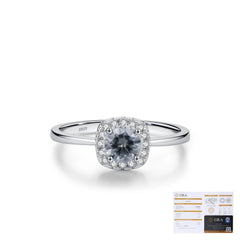Geometric Grey Moissanite Ring in Sterling Silver - On Model View - FITINY