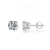 Round Moissanite Stud Earrings in Sterling Silver – Minimali - Front View - FITINY Jewelry