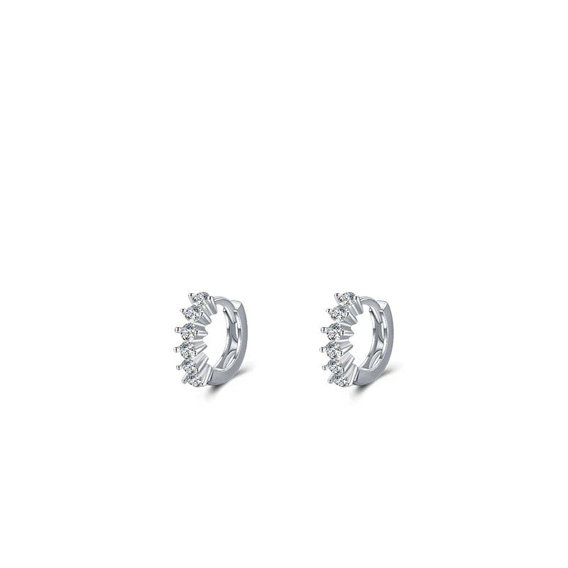 Minimalist Crystal Hoop Earrings in Sterling Silver – Modern - Detail View - FITINY Jewelry