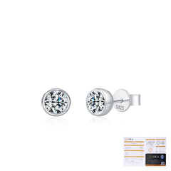 Round Moissanite Stud Earrings in Sterling Silver – Minimali - Gift Box - FITINY Jewelry
