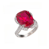 Lab-Created Ruby Cushion-Cut Ring in Sterling Silver with 18 - Front View - FITINY Jewelry