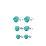 Geometric Turquoise Stud Earrings in Sterling Silver - Front View - FITINY Jewelry