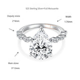Moissanite Teardrop Ring — 5-Carat Brilliant Cut in 925 Silv - On Model View - FITINY