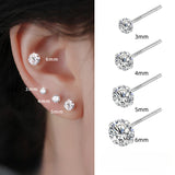 S999 Dazzling Minimalist CZ Stud Earrings, 2-8MM Cubic Zirconia Hypoallergenic Pure Sterling Silver Tiny Earrings for Sensitive Ears Daily - Fitiny