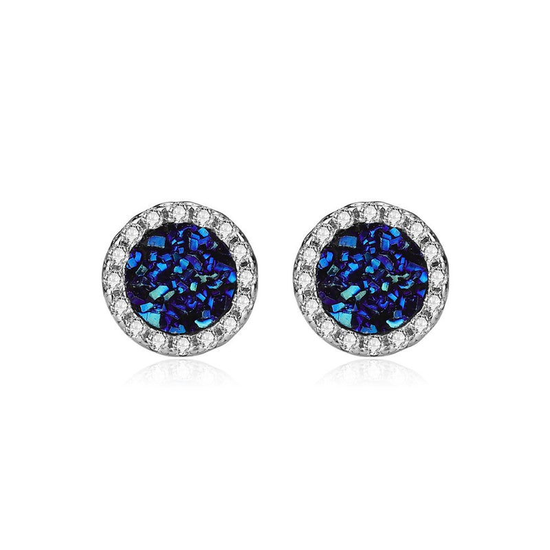 Multicolor Crystal Cluster Magnetic Round Halo Stud Earrings for Men Women, 6mm Round Crystal Inlaid Magnetic Earrings Non-Piercing Clip On Stud Earring - Fitiny