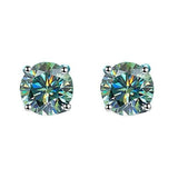 S925 Multicolor Moissanite 4-Prong Stud Earrings, 10 Color 0.5-3ct D-Grade VVS Certificate, Unisex Hypoallergenic Sterling Silver Gift - Fitiny