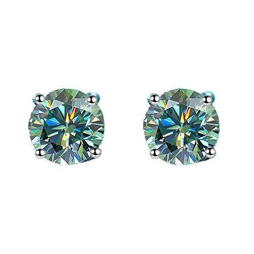 S925 Multicolor Moissanite 4-Prong Stud Earrings, 10 Color 0.5-3ct D-Grade VVS Certificate, Unisex Hypoallergenic Sterling Silver Gift - FITINY Jewelry