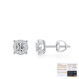 Classic Four-Prong Moissanite Stud Earrings in Sterling Silver
