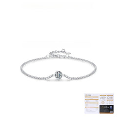 Minimalist Sterling Silver Moissanite Solitaire Bracelet wit - On Model View - FITINY