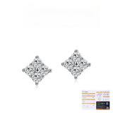 Floral Moissanite Stud Earrings in Sterling Silver - On Model View - FITINY