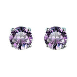 S925 Multicolor Moissanite 4-Prong Stud Earrings, 10 Color 0.5-3ct D-Grade VVS Certificate, Unisex Hypoallergenic Sterling Silver Gift - Fitiny