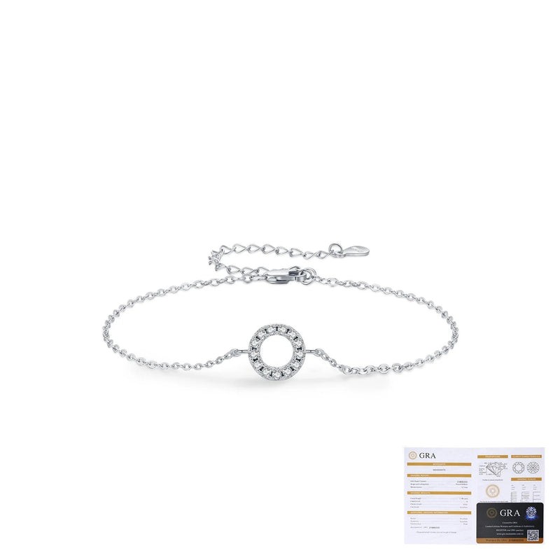 Geometric Circle Moissanite Bracelet in Sterling Silver for  - On Model View - FITINY