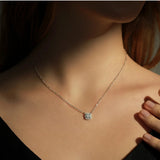 Geometric D-Color VVS1 Moissanite Pendant Necklace in Sterling Silver – Delicate Clavicle Chain for Everyday Elegance