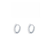 Minimalist Sterling Silver Pearl Hoop Earrings with Geometric Design