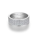 S925 Moissanite Matching Couple Eternity Bands Wedding Rings, Two-Row 1ct & Three-Row 1.8ct, D-Grade VVS, 18K White Gold Plated Unisex Rings