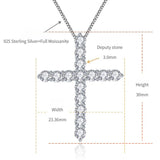 Hip Hop Cross Necklace in Sterling Silver with Sparkling Moi - On Model View - FITINY