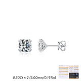 Round Moissanite Stud Earrings in Sterling Silver – Modern G - On Model View - FITINY