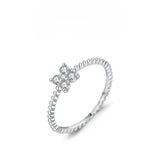 Four-Leaf Clover Moissanite Ring in Sterling Silver – Chic E - Front View - FITINY Jewelry