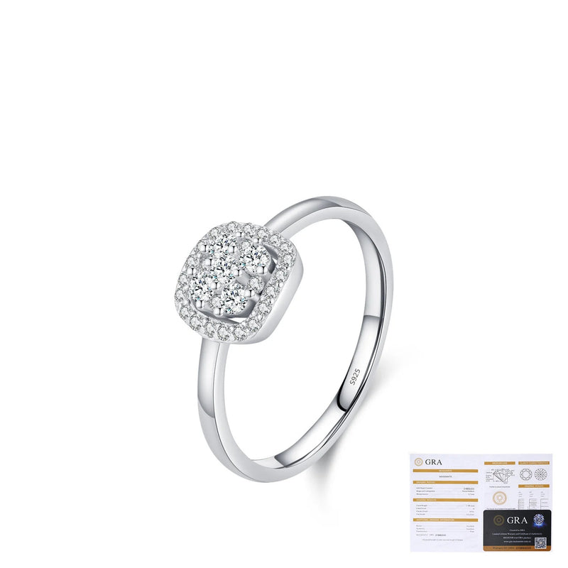 Geometric Moissanite-Set Sterling Silver Ring for Women - Detail View - FITINY Jewelry