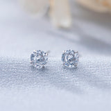 S999 Dazzling Minimalist CZ Stud Earrings, 2-8MM Cubic Zirconia Hypoallergenic Pure Sterling Silver Tiny Earrings for Sensitive Ears Daily - Fitiny