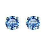 S925 Multicolor Moissanite 4-Prong Stud Earrings, 10 Color 0.5-3ct D-Grade VVS Certificate, Unisex Hypoallergenic Sterling Silver Gift - Fitiny