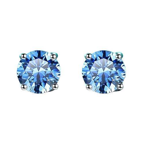S925 Multicolor Moissanite 4-Prong Stud Earrings, 10 Color 0.5-3ct D-Grade VVS Certificate, Unisex Hypoallergenic Sterling Silver Gift - FITINY Jewelry