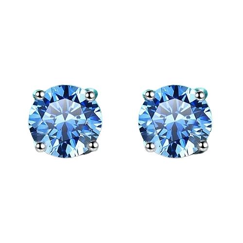 S925 Multicolor Moissanite 4-Prong Stud Earrings, 10 Color 0.5-3ct D-Grade VVS Certificate, Unisex Hypoallergenic Sterling Silver Gift - Fitiny