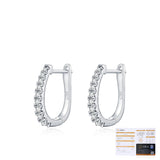 U-Shaped Sterling Silver Hoop Earrings with Pavé Zirconia Stones