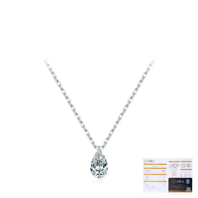 Teardrop Moissanite Pendant Necklace in Sterling Silver – Mi - Detail View - FITINY Jewelry