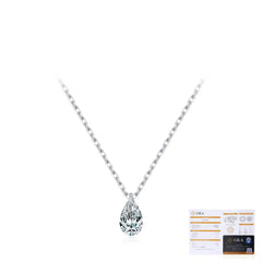 Teardrop Moissanite Pendant Necklace in Sterling Silver – Mi - Detail View - FITINY Jewelry